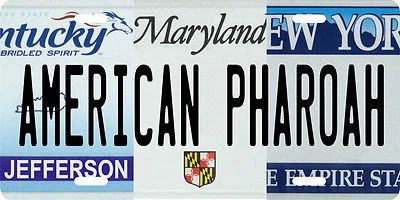 American Pharoah Pharaoh Triple Crown License plate - KY, MD & NY combo plate