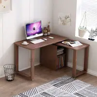 在飛比找蝦皮購物優惠-【可開發票】實木轉角書桌電腦桌L型雙人傢用寫字辦公桌360度