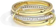 [RAIFIN] 18k Gold Plated Stackable Rings for Women, 3 Rings Set with CZ Cubic Zirconia Band, Silver and Gold Rings for Women Non Tarnish Dainty Rings Set