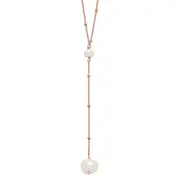 Sterling Silver Rose-Tone Freshwater Cult Pearl W/2 In Ext. Drop Necklace