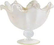 [The House of Florence] Hand Made in Italy Murano Glass Fruit Bowl Centrepiece Large in Ivory Colour