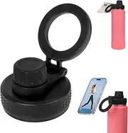 Magnetic Spout Lid for Wide Mouth Sport Water Bottle(16-64oz), Replacement Magnetic Phone Mount Sport Cap Chug Lid for Hydro Flask,ThermoFlask and other Wide Mouth Bottles (Spout Lid-black)