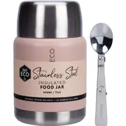 Ever Eco Insulated Stainless Steel Food Jar Rosewith Foldable Spoon & Bowl 500ml