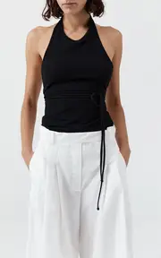 [St. Agni] Tie-Detailed Organic-Cotton Jersey Top