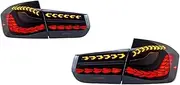 Pair Of Car Tail Light Assembly ，Compatible With BMW F30 2013-18 LED Brake Flowing Water Flicker Plug And Play Tail Lamps Reverse Taillights(Pair of Smoked)