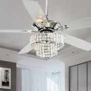 Parrot Uncle 52" Crystal Chrome Ceiling Fan Chandelier w/ Light Remote Control