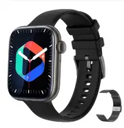 1.8" Big Screen Smart Watch for Men & Women - Health Wristwatch for Redmi Note, Mi, and Poco Series Black Metal Strap