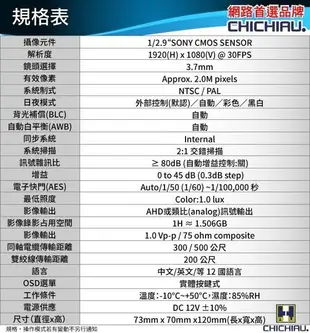 【CHICHIAU】AHD 1080P SONY 200萬數位類比雙模切換偽裝紅外線感應器造型針孔 (6折)