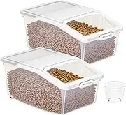 Rice Holder, 2X Airtight Rice Bin With Pulleys, Food Storage Container With Lids Household Sealed Organizer With Scale For Kitchen Pantry Freezer