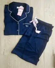 Peter Alexander Ladies Navy Chic Satin Pjs Set Plus Size 3+ (24-26) -BNWT