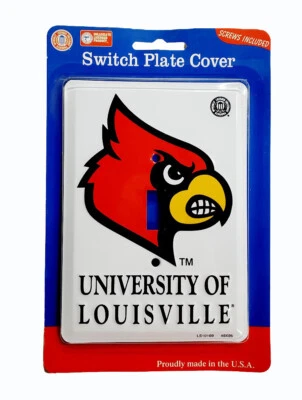 Officially Licensed Louisville Cardinals White Single Switch Plate Cover Light