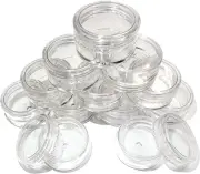 12 Small Clear round Travel Sample Jar Pots 5Ml Empty Plastic Cosmetic Jars w...