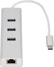 Astrotek USB 3.0 Type C to LAN and 3 Ports Hub Gigabit RJ45 Ethernet Network Adapter Converter Cable, Size 15 cm