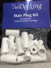 GENOVA Stair Plug Kit WHITE 12 Screw Inserts And 12 Plugs FOR 5/4 Decking
