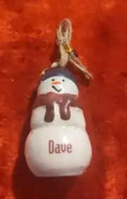 SMALL Ganz Snowman Christmas Ornament Personalized Name "DAVE" Stocking Stuffer