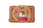 Peanut Snoopy Gingerbread Wreath Zip Around Wallet Coin Purse 6x4in