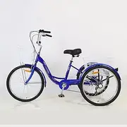 Three Wheel Bike, 24inch 7 Speed Adult Tricycle with Large Basket Comfort Bicycles for Recreation Shopping Picnics Cruiser Bike Exercise Men's Women's Cycling Pedalling