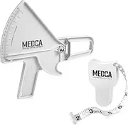 Pro Skinfold Caliper and Body Measurement Tape - Precision Body Fat Tool Plus BMI Chart - Accurately Measure and Gauge Body Fat Help Track Weight Loss, Achieve Fitness Goals for Men and Women, White
