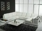 WHITE LEATHER LOUNGE 5 SEATER CORNER MODULAR FREE SIDE TABLES CHAISE BRAND NEW