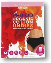 Respect by Soodox Organic Cotton Period Undies | Reusable | Soft & Comfortable | Up To 100 Washes | Washbag Included | High Absorbency (MEDIUM)