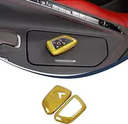 Corvette C8 Real Dry Carbon Fiber Key Fob Case Cover Compatible with Corvette C8 Stingray 2020-2024,Car Smart Remote Key Fob Cover Case Protection Shell Accessories (Yellow)
