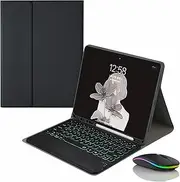 Keyboard Case for iPad Pro 12.9 inch 2017/2015 (Old Model, 1st & 2nd Gen), Built in Pencil Holder, Magnetic Detachable Wireless Backlit Keyboard with Bluetooth Mouse,Black