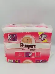 Vtg Pampers Phases Girls Pack 14 Plastic Backed pcs Sz Maxi 8-18Kg, 18-40 lbs