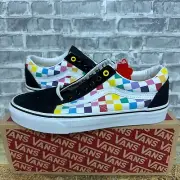 Vans Old Skool Checkerboard Rainbow Skate Shoes Mens Size10.5 New