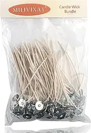 MILIVIXAY 100pcs ECO 14 Wicks, 6.0inch Cotton & Paper Wicks, Pre-Waxed and Tabbed for Soy Candle Making