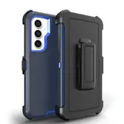 Samsung Galaxy S24 Compatible Case Cover With Shockproof Robot Armor Hard Plastic And Belt Clip - Navy
