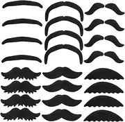 SAFIGLE Realistic Mustaches Self-Adhesive Fake Beards Kit 24 Diverse Styles for Adults Boys and Girls Party Cosplay Black