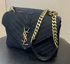 New Yves Saint Laurent Black Corduroy Medium College Bag