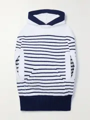 [Sacai] Sacai - Hooded Striped Ribbed-knit Cape - Off-white - 4 4 Off-white