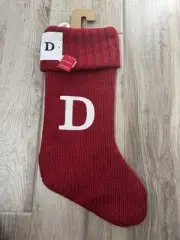 Target Wondershop Red Monogram Knit Christmas Stocking Initial "D” D Red Lined