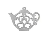 [Pack Of 2] Whitewashed Cast Iron Round Teapot Trivet 8""