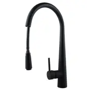 AQUAPERLA Round Pull Out Kitchen Mixer Tap - Matte Black
