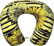 SKKNT Bees Sunflowe Print Lightweight Travel Neck Pillow U-Shaped Memory Foam Head Neck for Airplanes