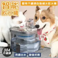 在飛比找樂天市場購物網優惠-2L寵物不鏽鋼半透明自動續水飲水機 貓咪飲水器 貓狗均可 循
