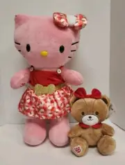 Build A Bear Holly Jolly Hello Kitty and Tiny Chum Holiday Plush Set~ New W/Tags