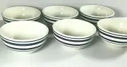 Set of 6 - Restaurant Soup Cups 4" Dessert Bowl Classic White & Blue Stripes