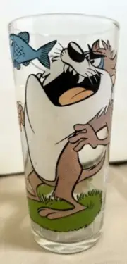 1976 Looney Tunes TASMANIAN DEVIL & PORKY PIG GLASS TUMBLER Warner Bros Pepsi