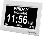 7 Inch White Digital Clock with Date, Day of Week & Calendar Display