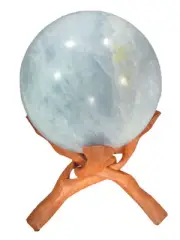 BUTW Genuine Blue Calcite Crystal 4 3/4"Lapidary Carved Sphere w/Stand 7018E ab