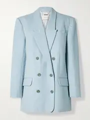 [Zimmermann] Zimmermann - Natura Double-breasted Cotton And Silk-blend Blazer - Sky blue - 3 3 Blue
