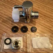 Brass Bidet T Adapter w/ Shut-Off Valve 3 Way 7/8" or 15/16" and 1/2" or 3/8"