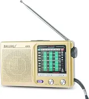 BAIJIALI AM FM Portable Radio with Headphone Jack - Battery Operated Transistor Radio for Seniors, Easy to Use Compact Design for Home, Outdoor & Emergency - Ideal Gift for Elderly(BLJ-KK9)-Golden