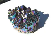 Rainbow Aura Natural Quartz Crystal Cluster w Metallic Coat 80g gift VIDEO