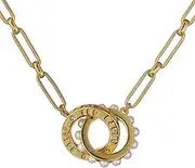 [TED BAKER] Women's London Lola Double Logo Link Necklace (Gold/Pearl)