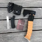 Karesuando 4348-00 - 23cm Black Carbon Mettamies Bushcraft Axe, Carbon Black (Beech Moose Antler Handle with Leather Sheath)