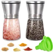 QONYFONE Salt and Pepper Grinder Set Stainless Steel Pepper Mill Salt Grinder...